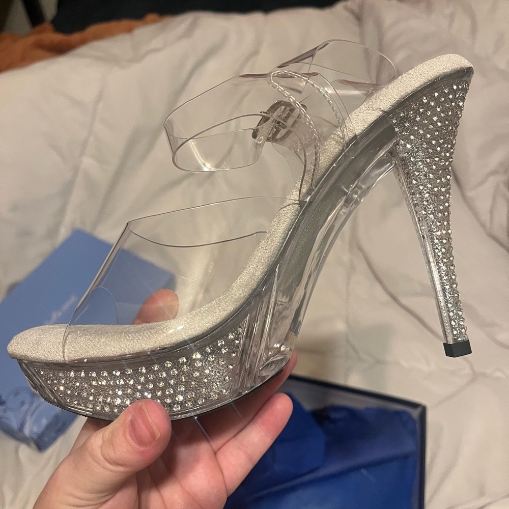 Pleaser Transparent Rhinestone Heels